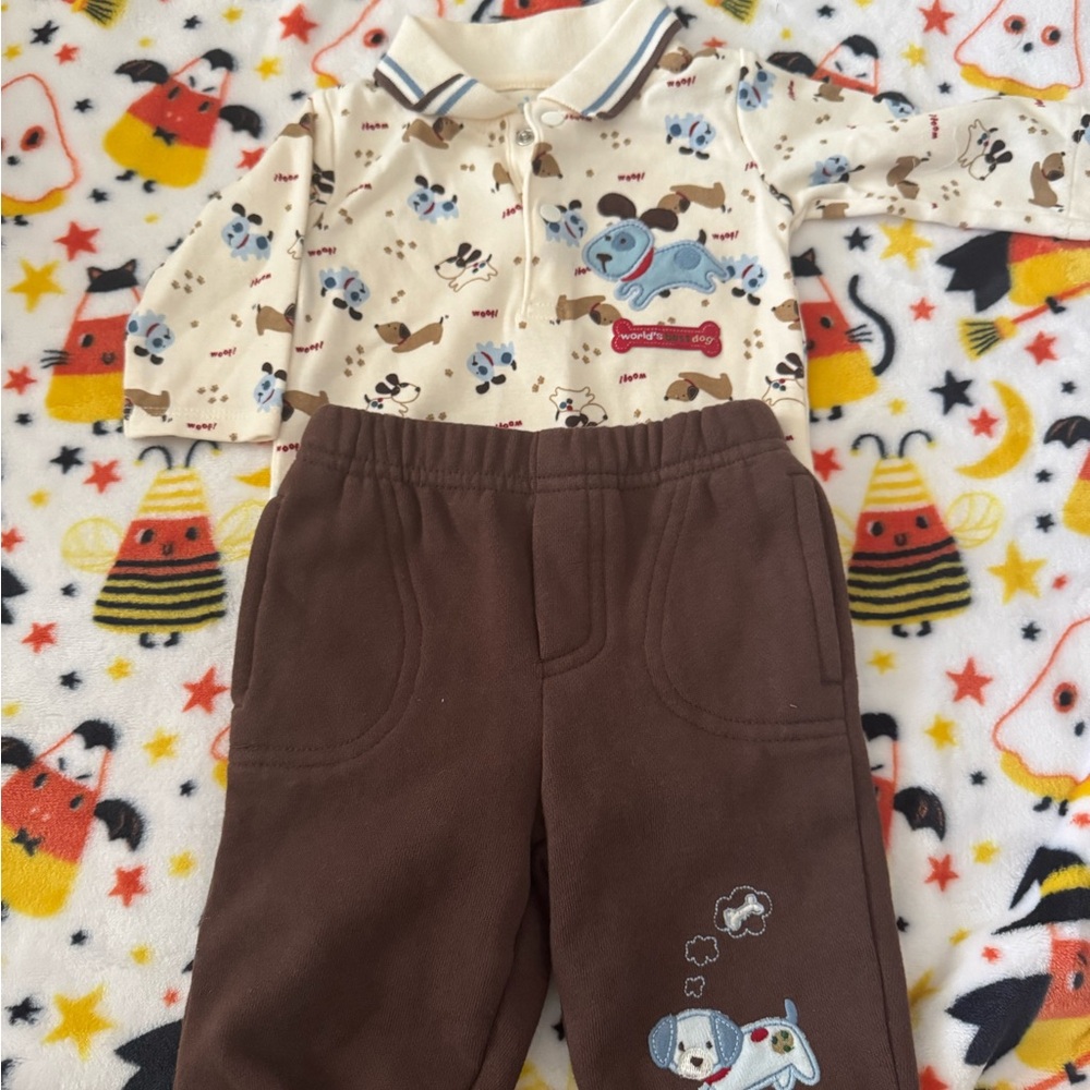 Carter's Cream and Brown Kids Matching Set
